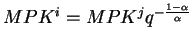 $MPK^{i}=MPK^{j}q^{-\frac{1-\alpha }{\alpha }}$