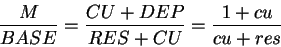 \begin{displaymath}\frac{M}{BASE}=\frac{CU+DEP}{RES+CU}=\frac{1+cu}{cu+res}\end{displaymath}