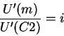 \begin{displaymath}\frac{U'(m)}{U'(C2)}=i\end{displaymath}