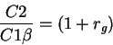 \begin{displaymath}\frac{C2}{C1\beta}=(1+r_g)\end{displaymath}