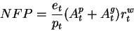 \begin{displaymath}NFP=\frac{e_t}{p_t}(A^p_t+A^g_t) r^w_t\end{displaymath}