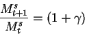 \begin{displaymath}\frac{M^s_{t+1}}{M^s_t}=(1+\gamma)\end{displaymath}