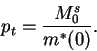 \begin{displaymath}p_t=\frac{M^s_0}{m^*(0)}.\end{displaymath}