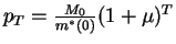 $p_T=\frac{M_0}{m^*(0)}(1+\mu)^T$